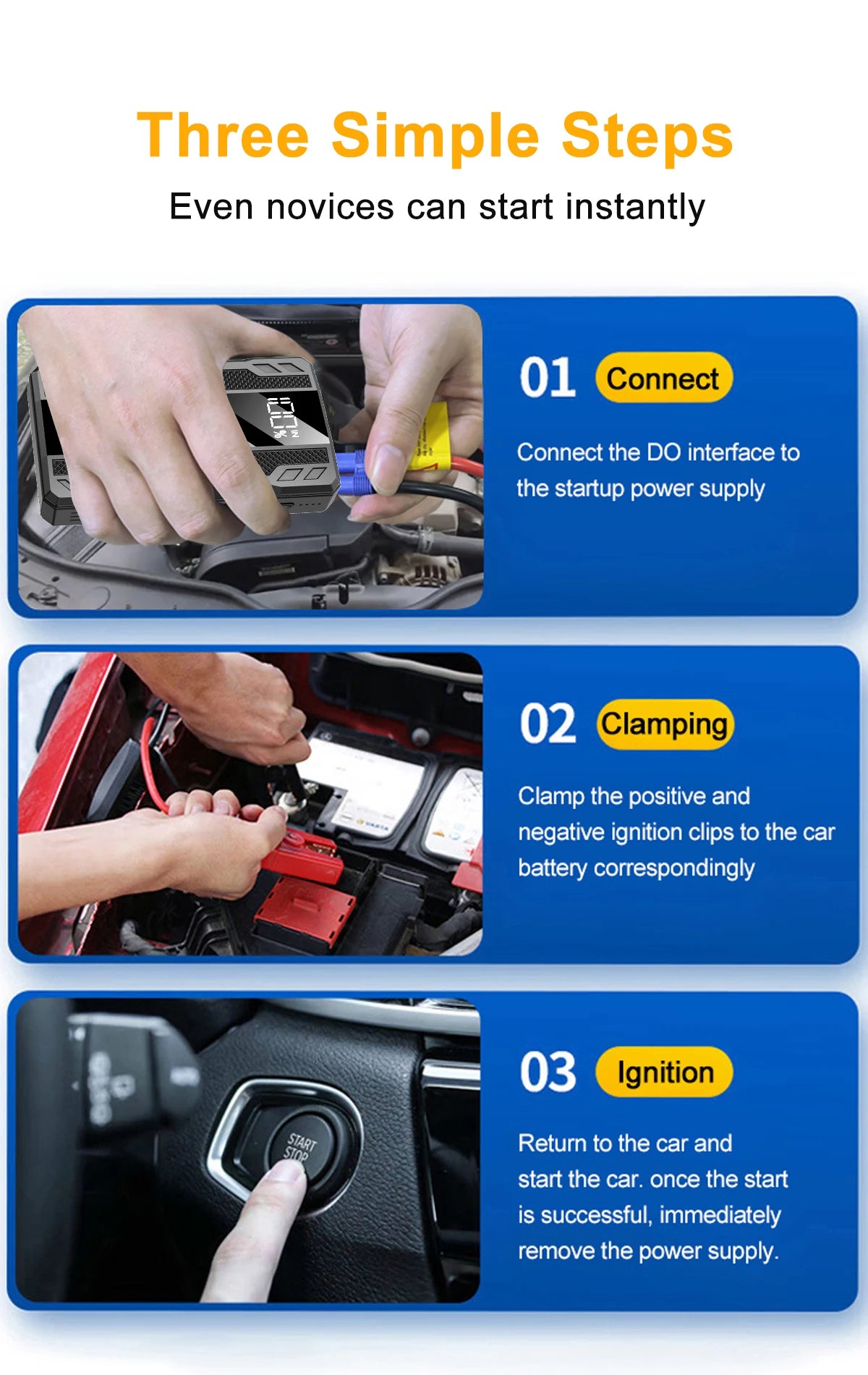EAFC 2000A / 600A Carregador de Bateria Portátil para Carro, Auxiliar de Partida 12V para Motores a Diesel e Gasolina