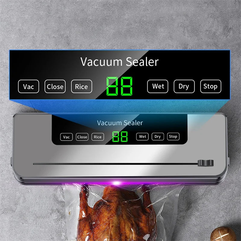 Seladora a vácuo DWiusty 220V para alimentos, 5 modos de selagem a vácuo para alimentos secos e úmidos, com 10 sacos para conservação de alimentos em casa e na cozinha.