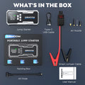 Bateria auxiliar de partida de 21800mAh, 1500A, 12V, com compressor de ar portátil de 160PSI, com display LCD, cabo de partida inteligente (para todos os veículos a gasolina/diesel de até 10.0L), bateria auxiliar.