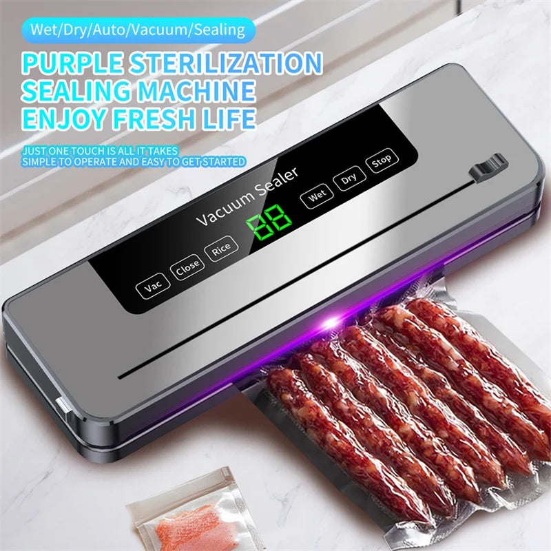 Seladora a vácuo DWiusty 220V para alimentos, 5 modos de selagem a vácuo para alimentos secos e úmidos, com 10 sacos para conservação de alimentos em casa e na cozinha.