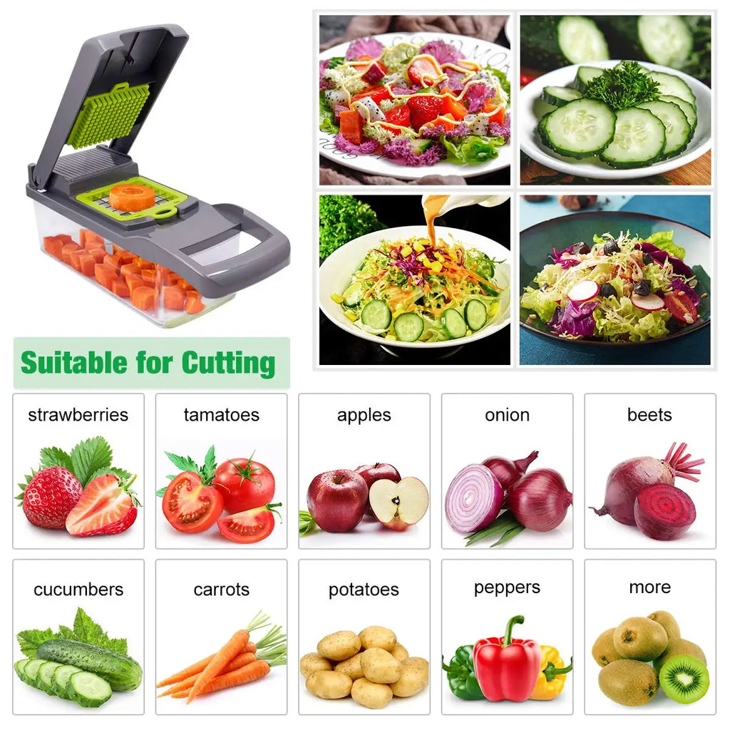 Picador de Legumes Multifuncional Ralador Cortador Acessórios de Cozinha Fatiador Manual de Frutas Ralador de Batatas Fatiador de Queijo e Cebola