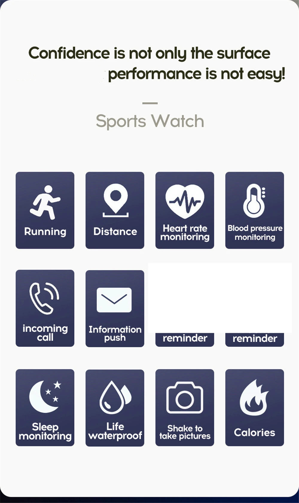 Smartwatch unissex com controle de música, Bluetooth, monitor de calorias e atividades físicas, rastreador de corrida e pulseira esportiva para Android e iOS.