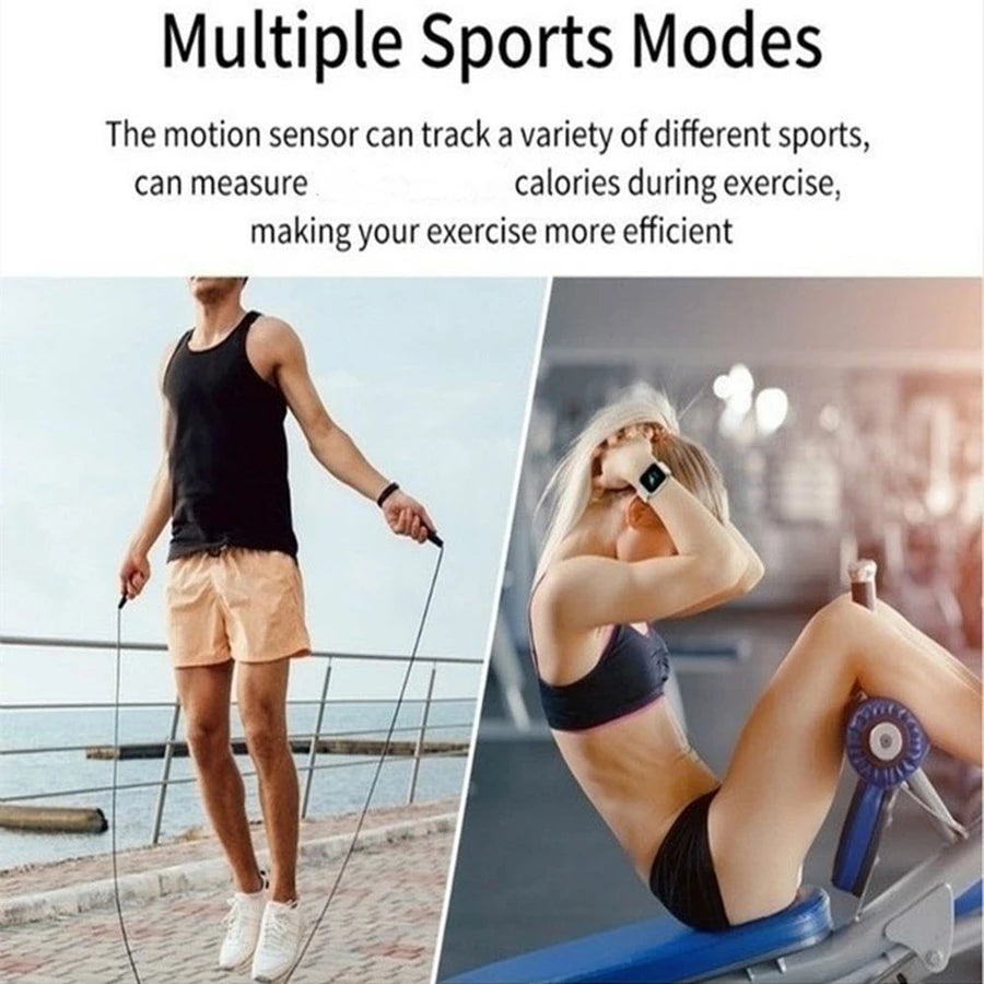 Smartwatch unissex com controle de música, Bluetooth, monitor de calorias e atividades físicas, rastreador de corrida e pulseira esportiva para Android e iOS.