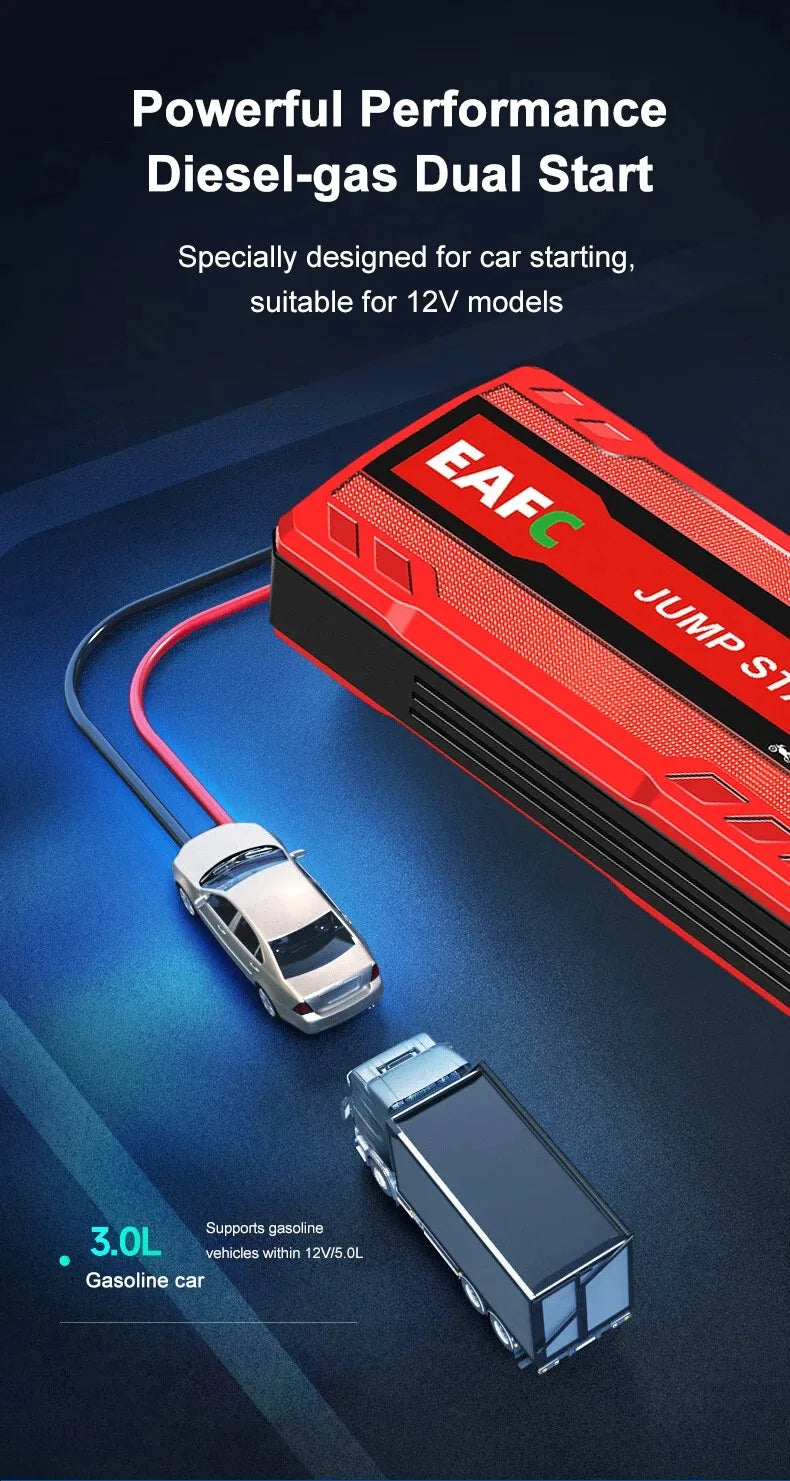 EAFC 2000A / 600A Carregador de Bateria Portátil para Carro, Auxiliar de Partida 12V para Motores a Diesel e Gasolina