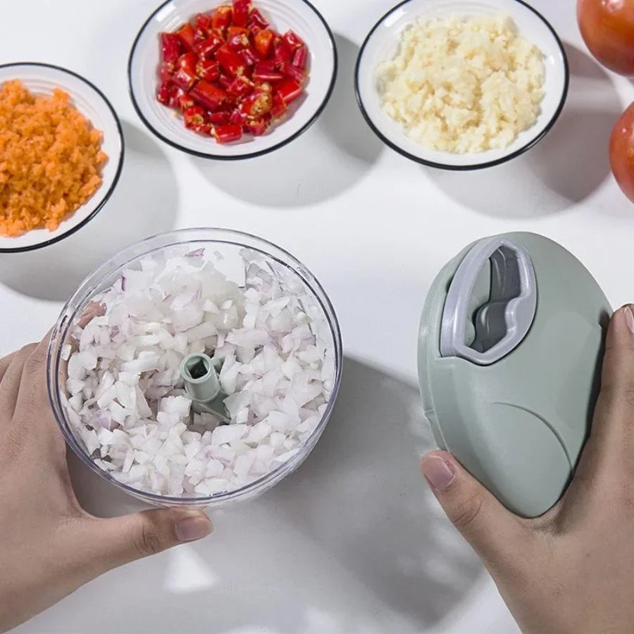 Moedor de carne manual de 500/900 ml, picador de alho, espremedor de alho giratório, triturador de alho, cortador de cebola e legumes, acessórios de cozinha.