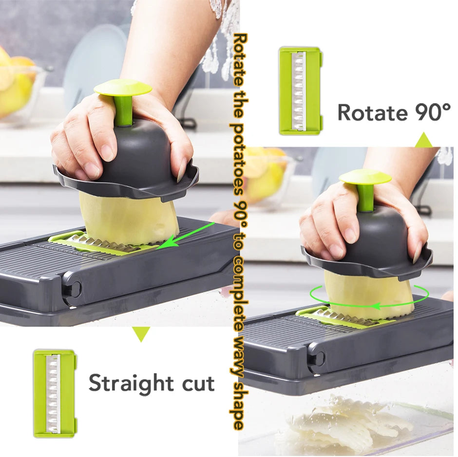 Picador de Legumes Multifuncional Ralador Cortador Acessórios de Cozinha Fatiador Manual de Frutas Ralador de Batatas Fatiador de Queijo e Cebola