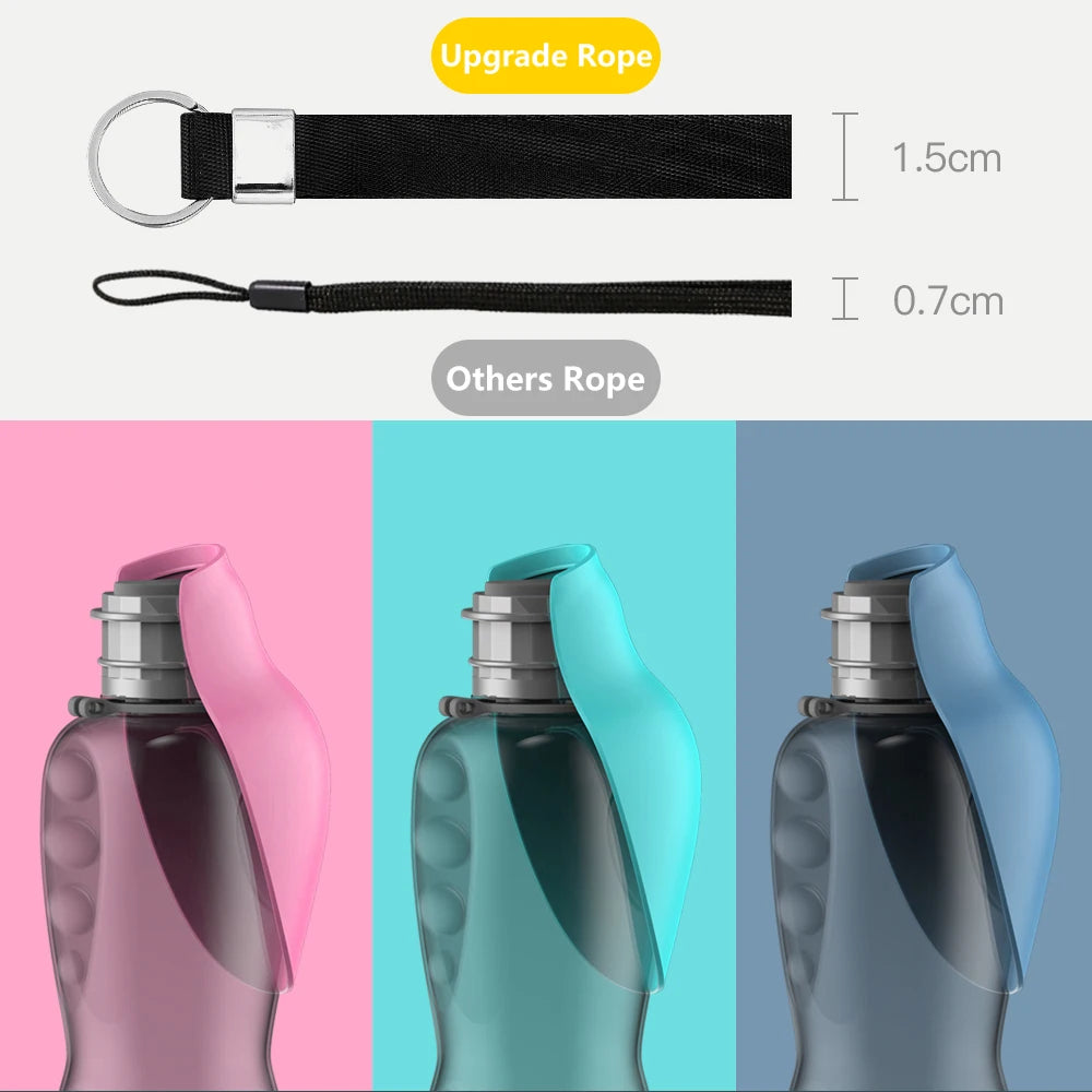 Garrafa de água portátil de 800ml para cães de pequeno, médio e grande porte, ideal para viagens e atividades ao ar livre. Também serve como comedouro e bebedouro para filhotes e gatos, além de acessórios para labradores.