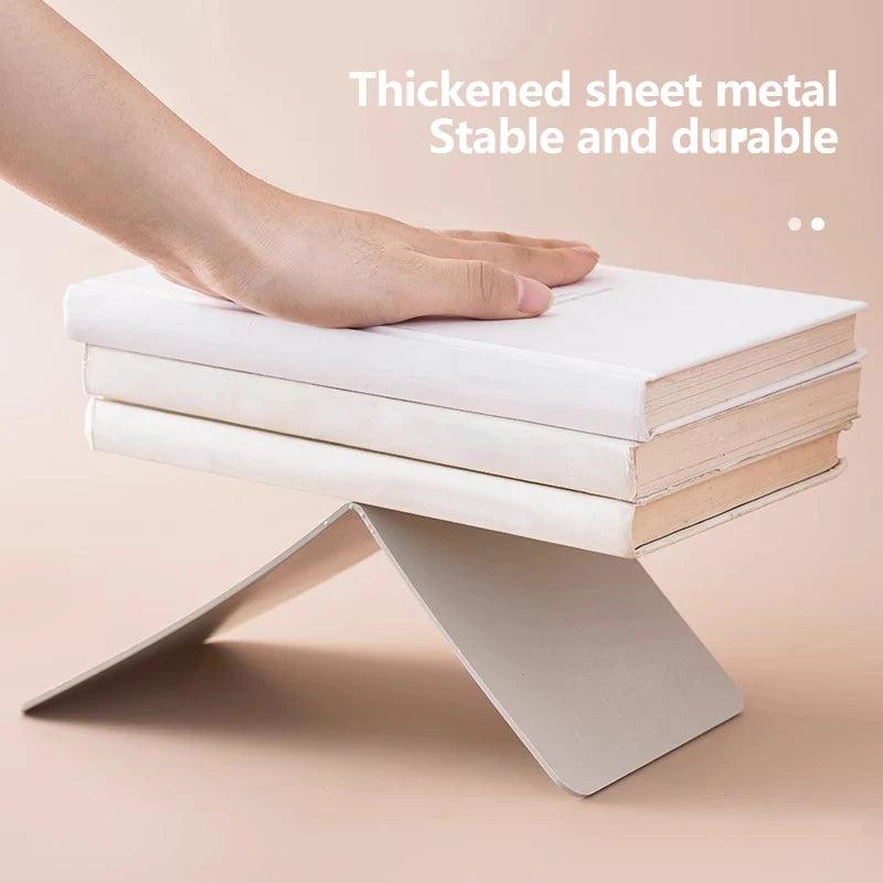 Organizador de mesa em formato de L, suporte para livros durável e elegante, estilo minimalista.