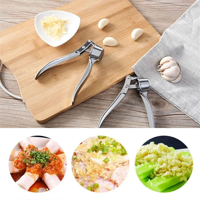 Utensílios de cozinha profissionais: Espremedor de alho de alta qualidade, triturador de alho, cabo liso, fácil de limpar, triturador de frutas e vegetais.