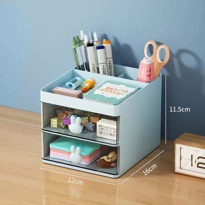 Organizador de mesa pequeno com gaveta, caixa organizadora para mesa de escritório, organizador de maquiagem, para cartões de visita/canetas/lápis/celular/artigos de papelaria