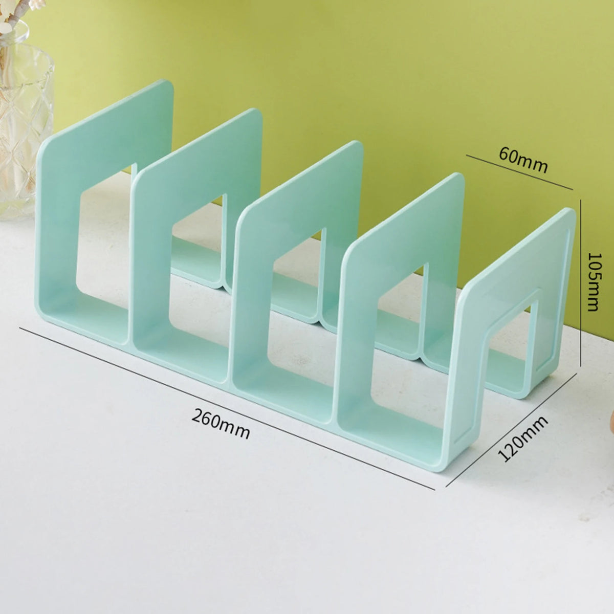 Organizador de livros com 4 compartimentos, suporte para livros em ABS, divisória para livros, papéis e arquivos, ideal para casa, escritório e sala de aula.