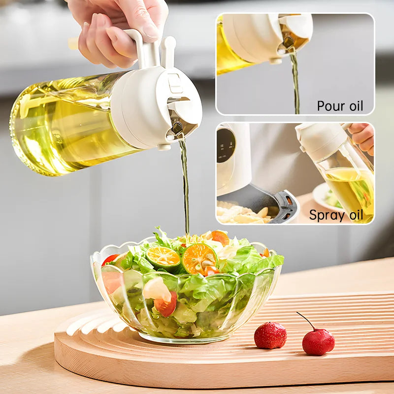 Frasco spray de azeite 2 em 1, 500ml, em plástico, para cozinha, ideal para camping, churrasco e confeitaria.