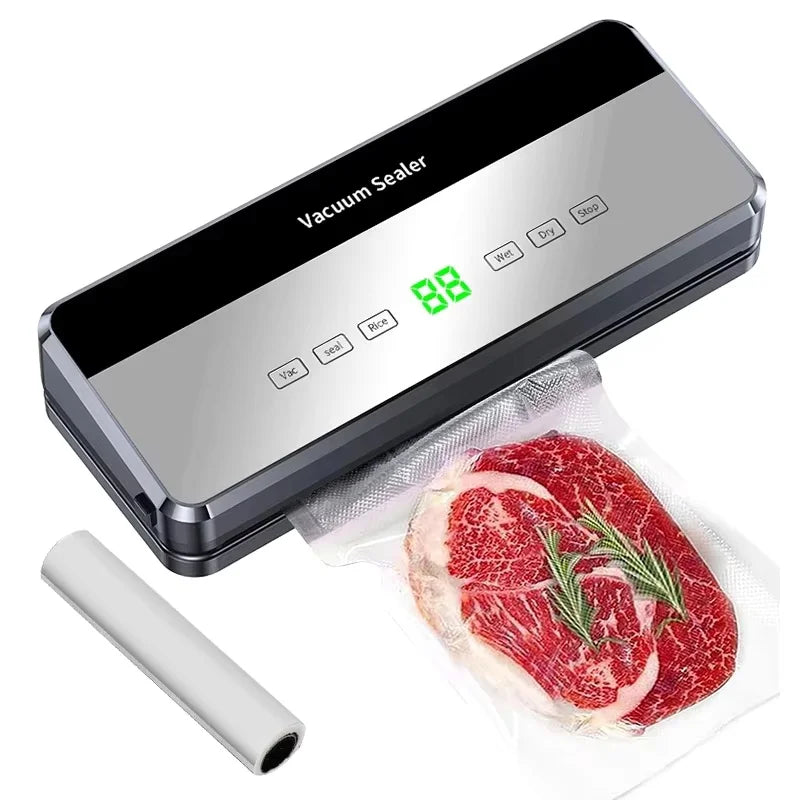 Seladora a vácuo DWiusty 220V para alimentos, 5 modos de selagem a vácuo para alimentos secos e úmidos, com 10 sacos para conservação de alimentos em casa e na cozinha.