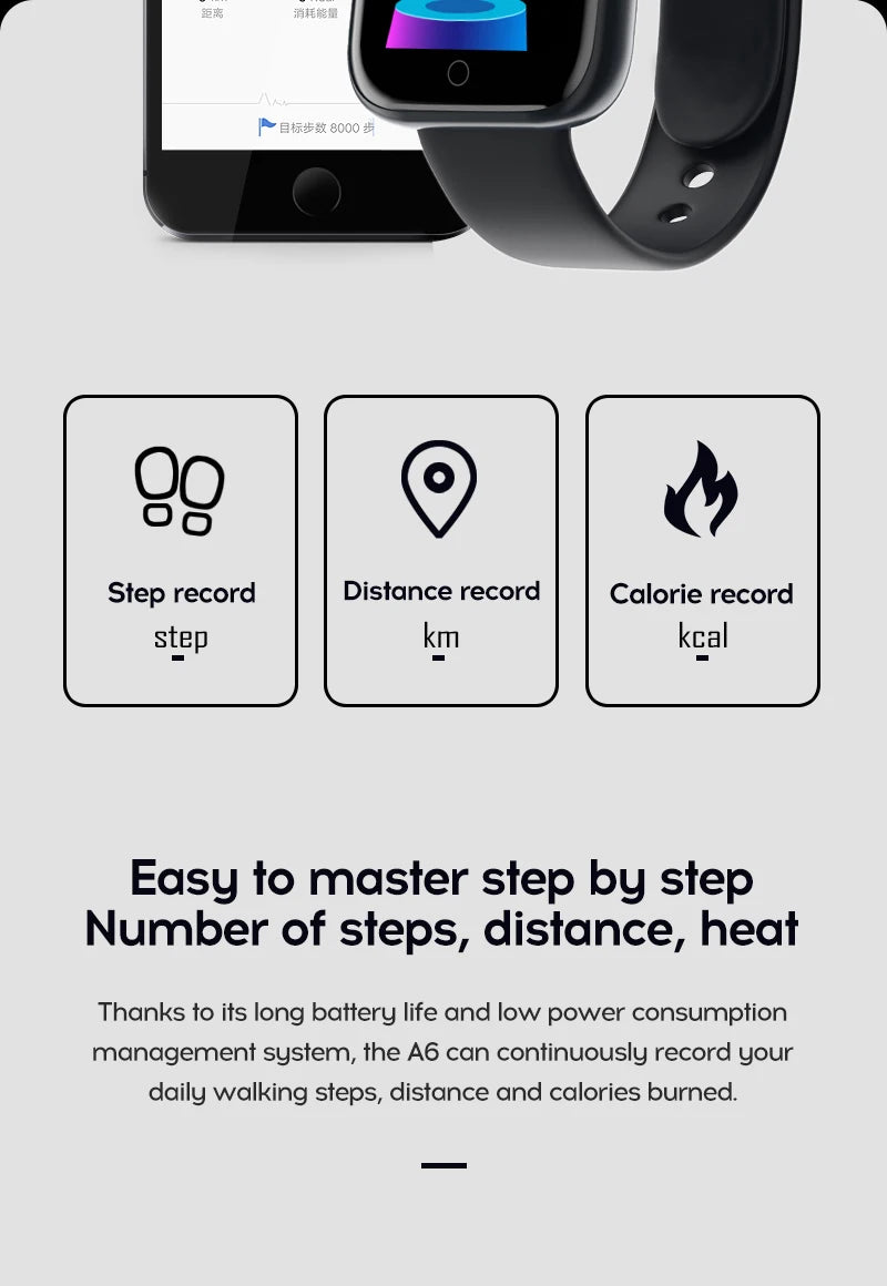 Relógio inteligente unissex com conexão Bluetooth, reprodutor de música para celular, pulseira esportiva para atividades físicas e monitoramento do sono.