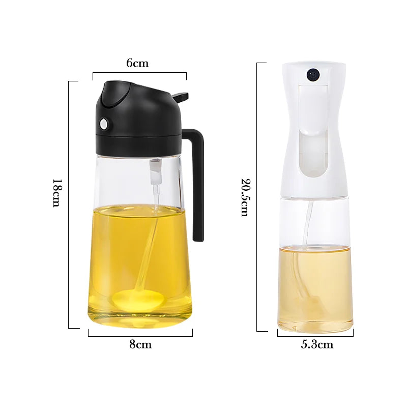 Frasco spray de azeite 2 em 1, 500ml, em plástico, para cozinha, ideal para camping, churrasco e confeitaria.