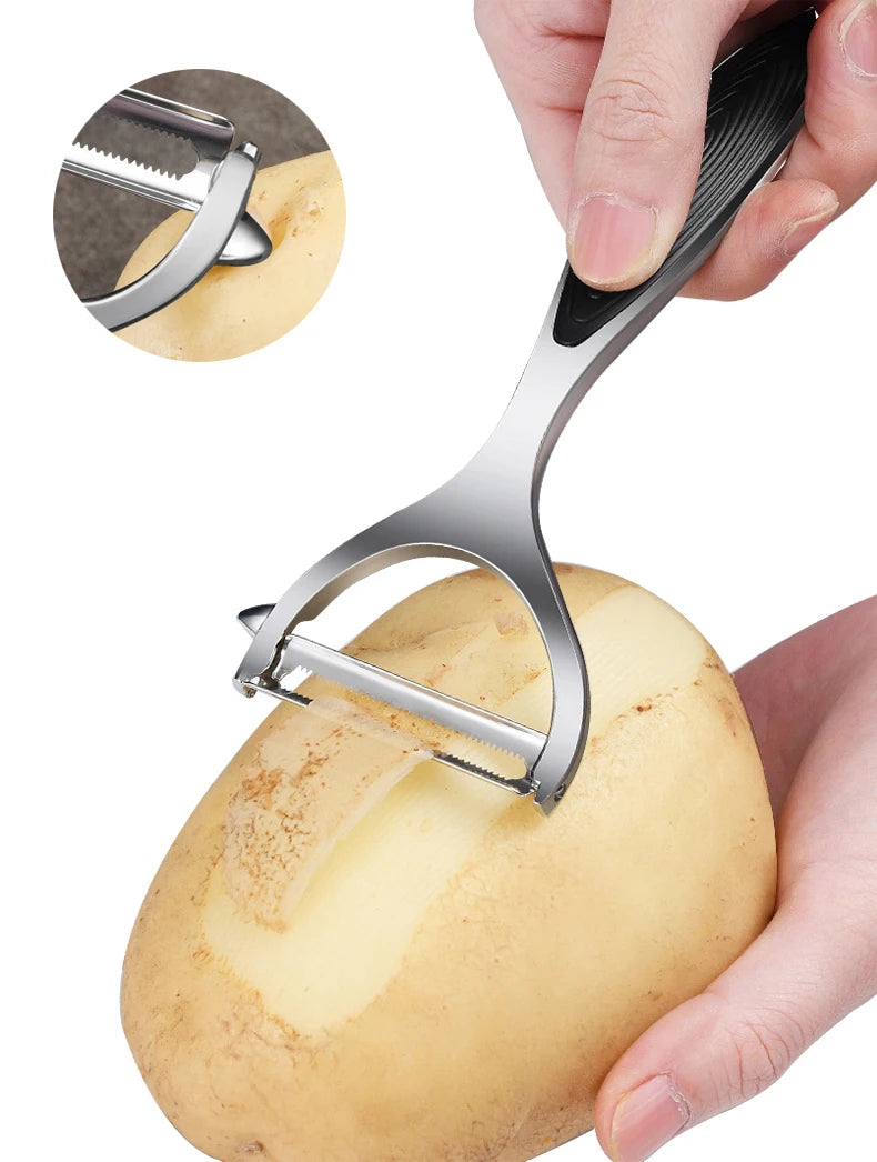 1 Descascador de Legumes em Aço Inoxidável, Descascador de Batatas, Ralador de Cenoura Multifuncional, Utensílios de Cozinha para Frutas, Acessórios de Cozinha Pelador