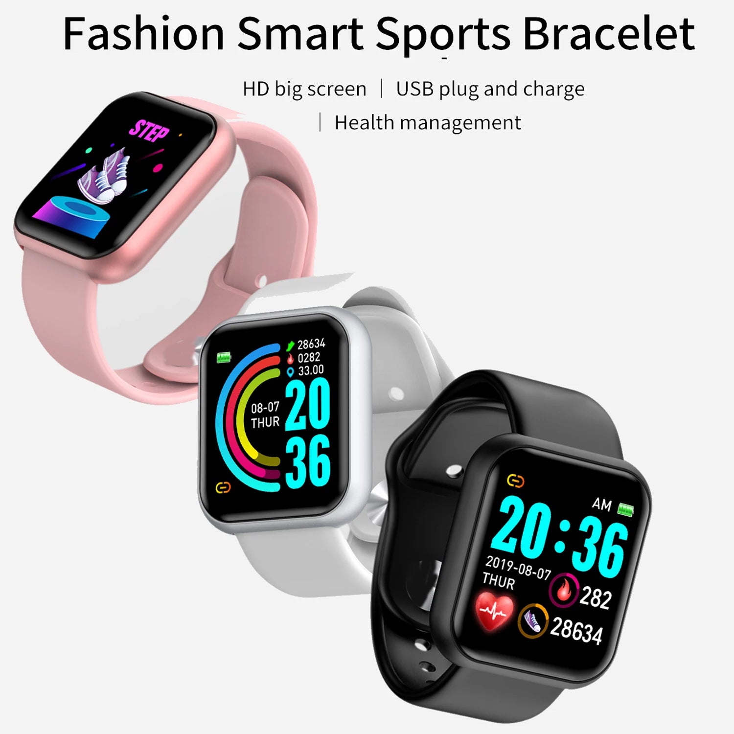 Relógio inteligente unissex com conexão Bluetooth, reprodutor de música para celular, pulseira esportiva para atividades físicas e monitoramento do sono.
