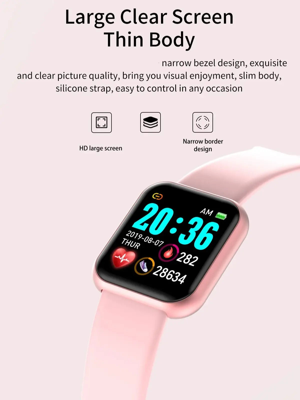 Relógio inteligente unissex com conexão Bluetooth, reprodutor de música para celular, pulseira esportiva para atividades físicas e monitoramento do sono.