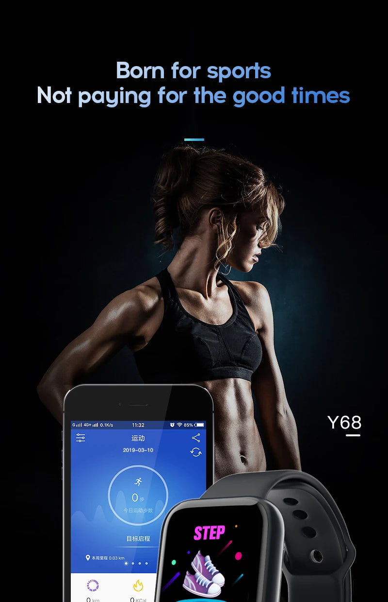 Relógio inteligente unissex com conexão Bluetooth, reprodutor de música para celular, pulseira esportiva para atividades físicas e monitoramento do sono.