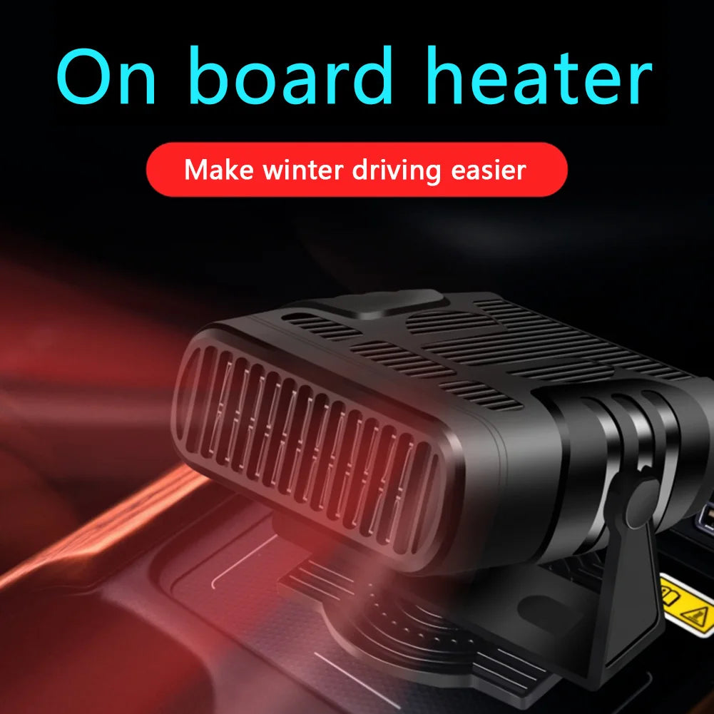 Aquecedor elétrico portátil para carro 12V/24V com função de aquecimento e resfriamento, 2 em 1, com rotação de 360 graus, desembaçador e aquecedor.