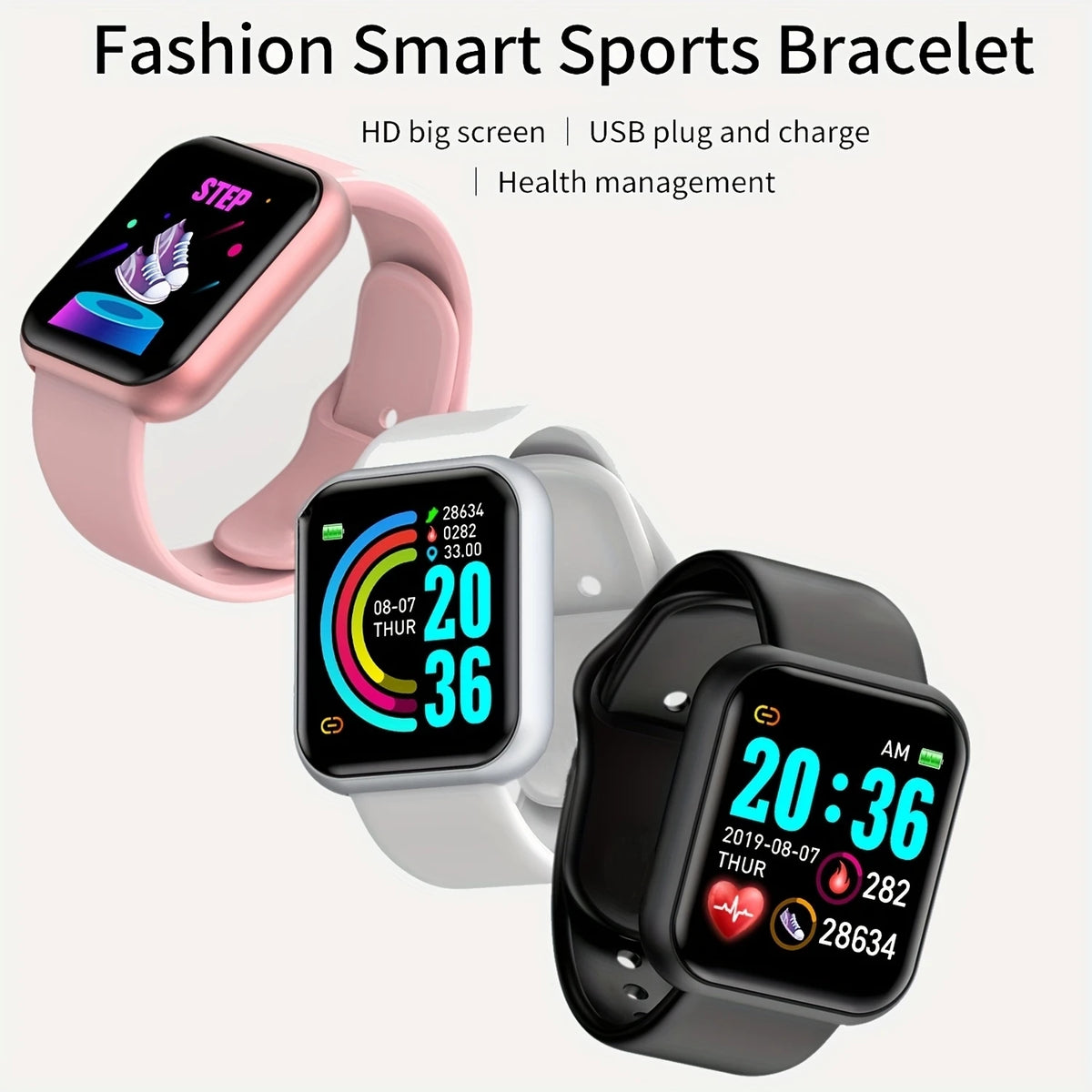 Relógio inteligente masculino e feminino, relógio de pulso inteligente com monitor de atividades físicas e mensagens, pulseira inteligente, presente de aniversário, relógio eletrônico para Android e iOS.