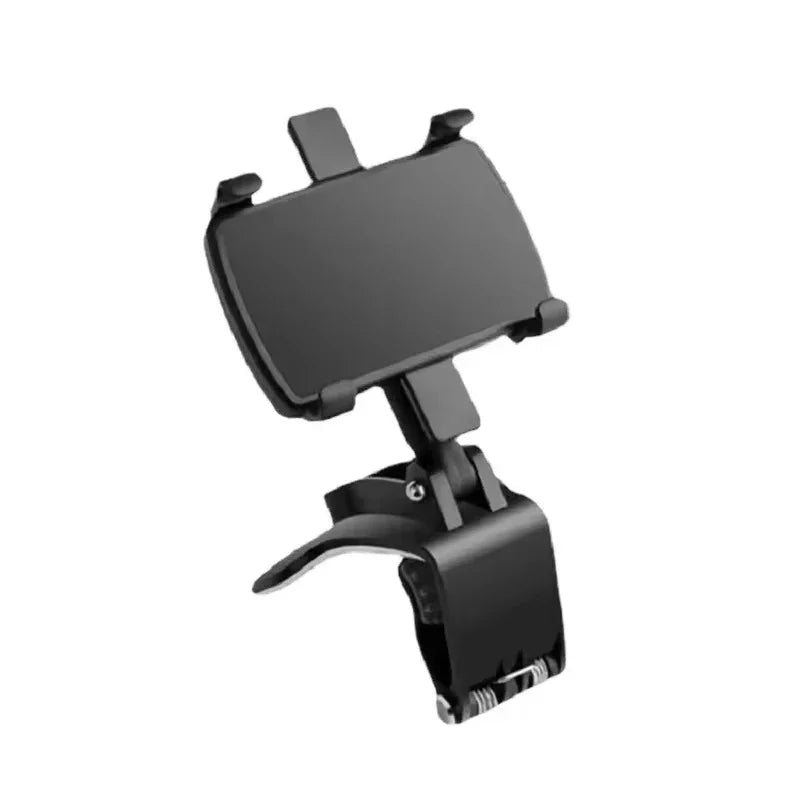 Suporte para celular no painel do carro, em ABS, para quebra-sol, com rotação de 360 graus, compatível com espelho retrovisor.