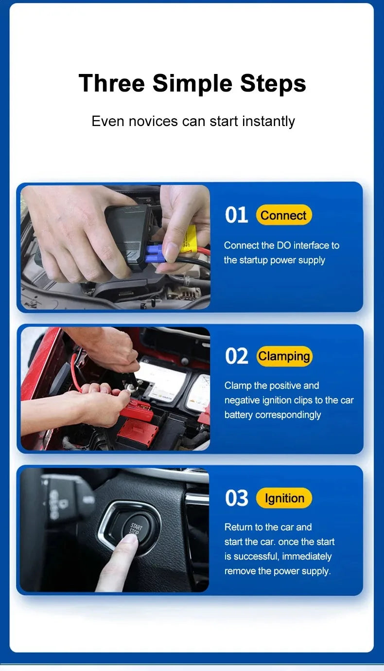 EAFC 2000A / 600A Carregador de Bateria Portátil para Carro, Auxiliar de Partida 12V para Motores a Diesel e Gasolina