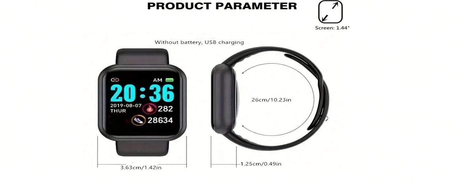 Relógio inteligente unissex com conexão Bluetooth, reprodutor de música para celular, pulseira esportiva para atividades físicas e monitoramento do sono.
