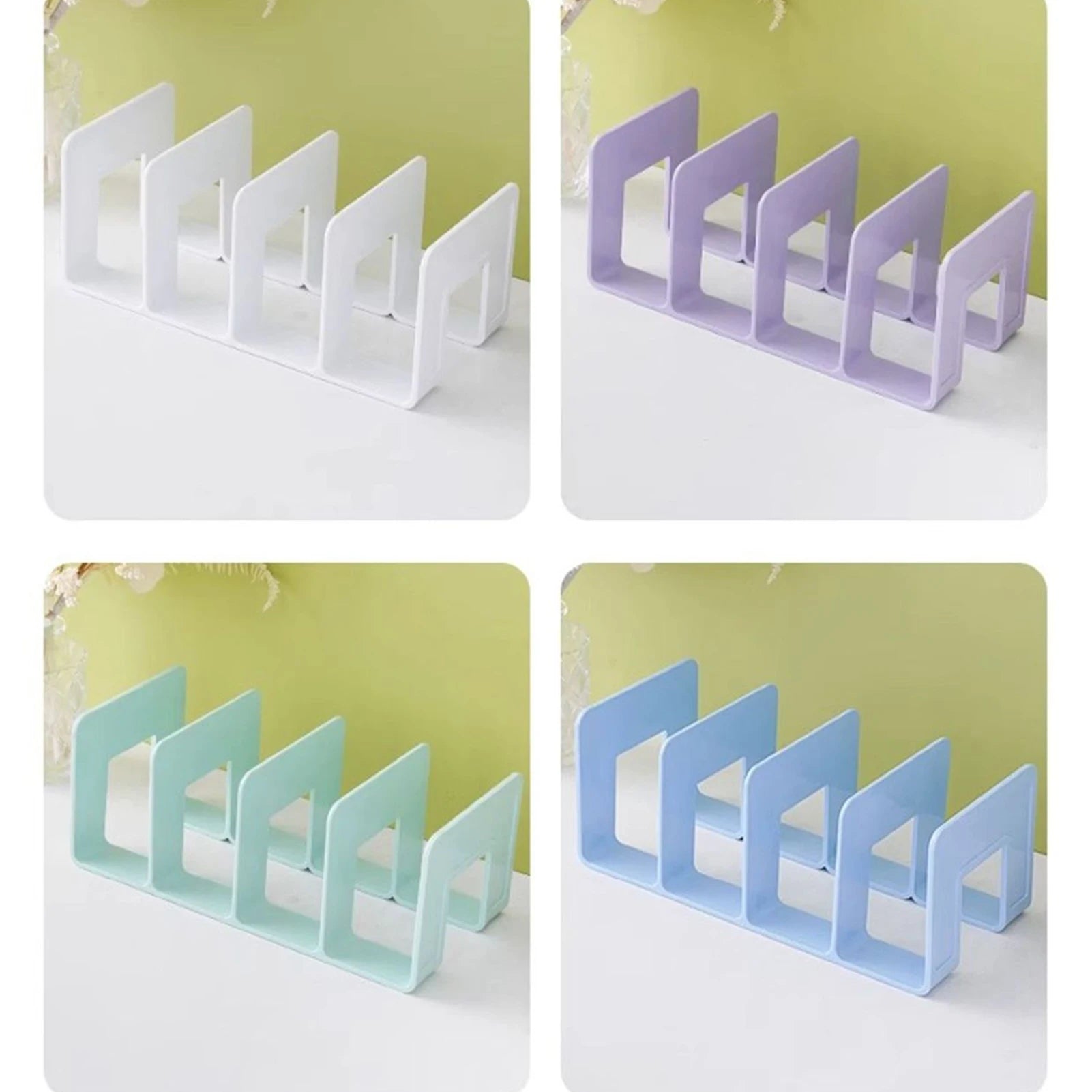 Organizador de livros com 4 compartimentos, suporte para livros em ABS, divisória para livros, papéis e arquivos, ideal para casa, escritório e sala de aula.
