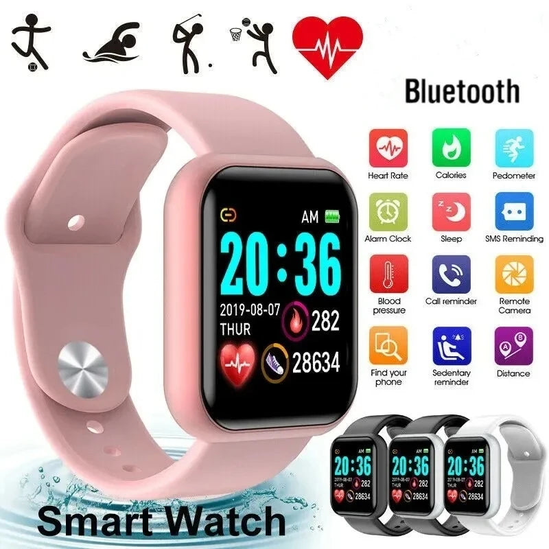 Relógio inteligente unissex com conexão Bluetooth, reprodutor de música para celular, pulseira esportiva para atividades físicas e monitoramento do sono.