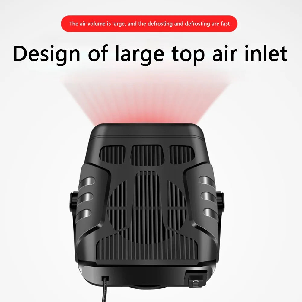 Aquecedor elétrico portátil para carro 12V/24V com função de aquecimento e resfriamento, 2 em 1, com rotação de 360 graus, desembaçador e aquecedor.