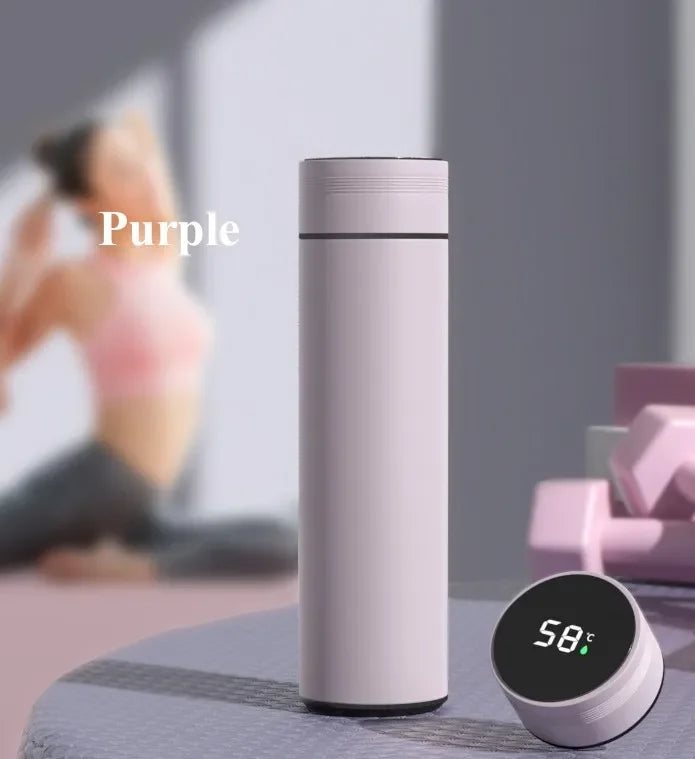 Copo térmico de 500ml com visor de temperatura, em aço inoxidável, com divisórias, ideal para uso externo, com isolamento a vácuo. Ótima opção de presente para o Dia dos Pais.
