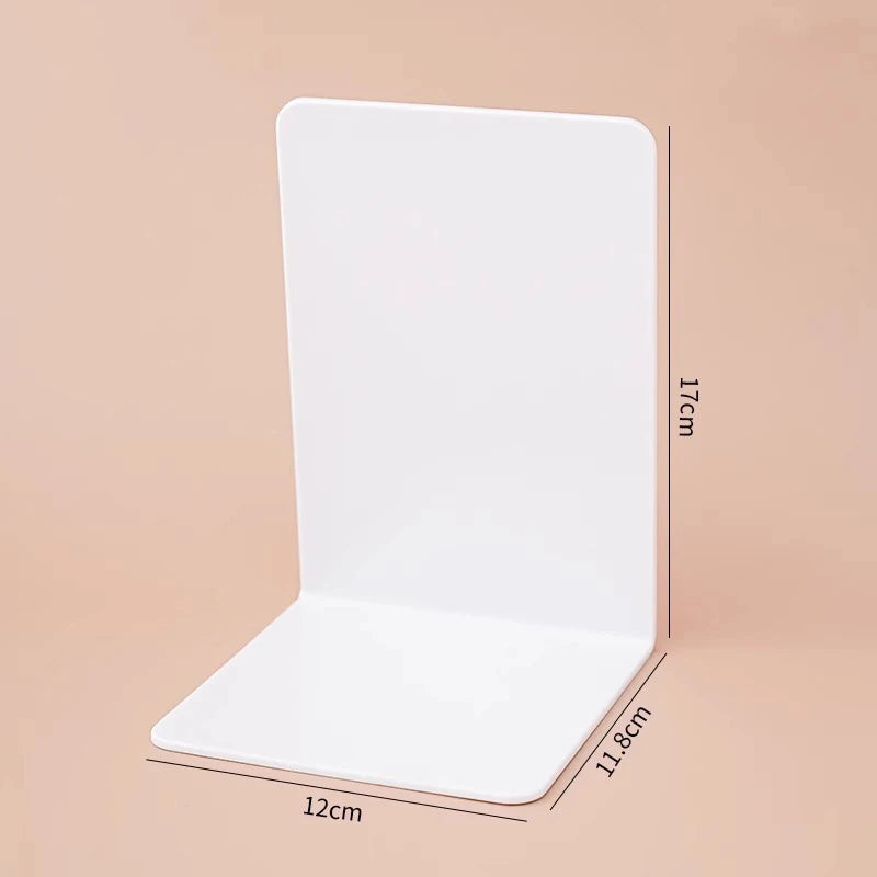 Organizador de mesa em formato de L, suporte para livros durável e elegante, estilo minimalista.