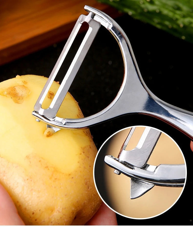 1 Descascador de Legumes em Aço Inoxidável, Descascador de Batatas, Ralador de Cenoura Multifuncional, Utensílios de Cozinha para Frutas, Acessórios de Cozinha Pelador