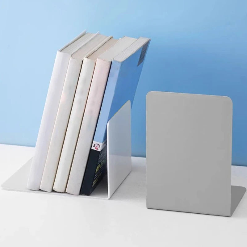 Organizador de mesa em formato de L, suporte para livros durável e elegante, estilo minimalista.