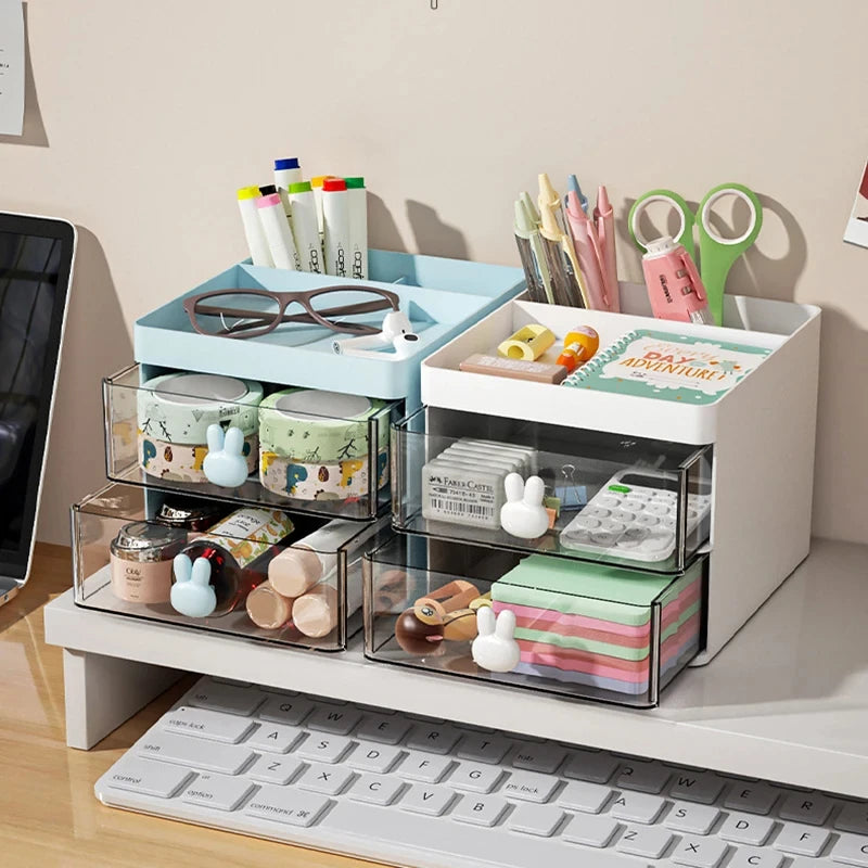 Organizador de mesa pequeno com gaveta, caixa organizadora para mesa de escritório, organizador de maquiagem, para cartões de visita/canetas/lápis/celular/artigos de papelaria