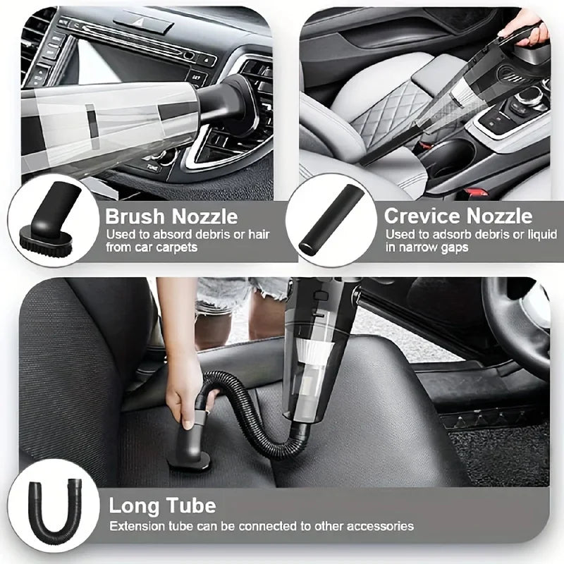 Aspirador de pó portátil de 12V, aspirador de pó portátil para carro com forte poder de sucção, mini aspirador de pó portátil para carro