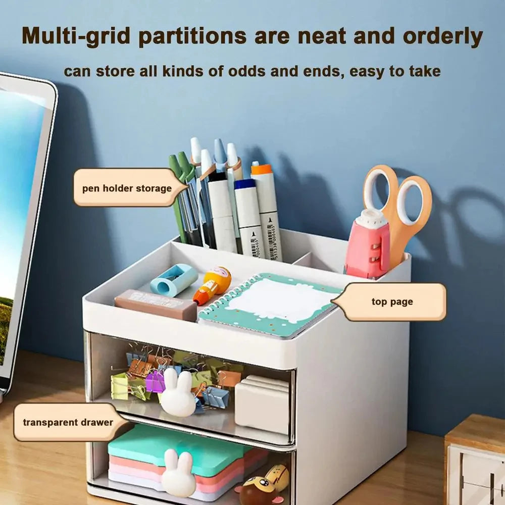 Organizador de mesa pequeno com gaveta, caixa organizadora para mesa de escritório, organizador de maquiagem, para cartões de visita/canetas/lápis/celular/artigos de papelaria