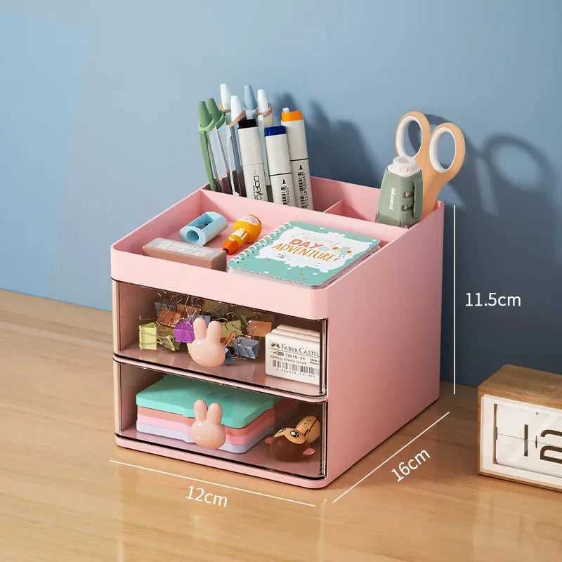 Organizador de mesa pequeno com gaveta, caixa organizadora para mesa de escritório, organizador de maquiagem, para cartões de visita/canetas/lápis/celular/artigos de papelaria
