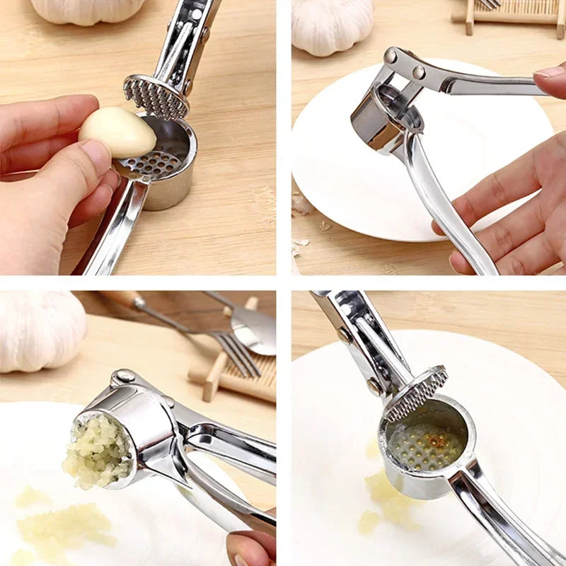 Utensílios de cozinha profissionais: Espremedor de alho de alta qualidade, triturador de alho, cabo liso, fácil de limpar, triturador de frutas e vegetais.