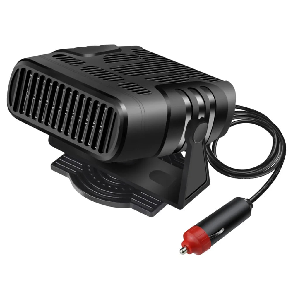 Aquecedor elétrico portátil para carro 12V/24V com função de aquecimento e resfriamento, 2 em 1, com rotação de 360 graus, desembaçador e aquecedor.