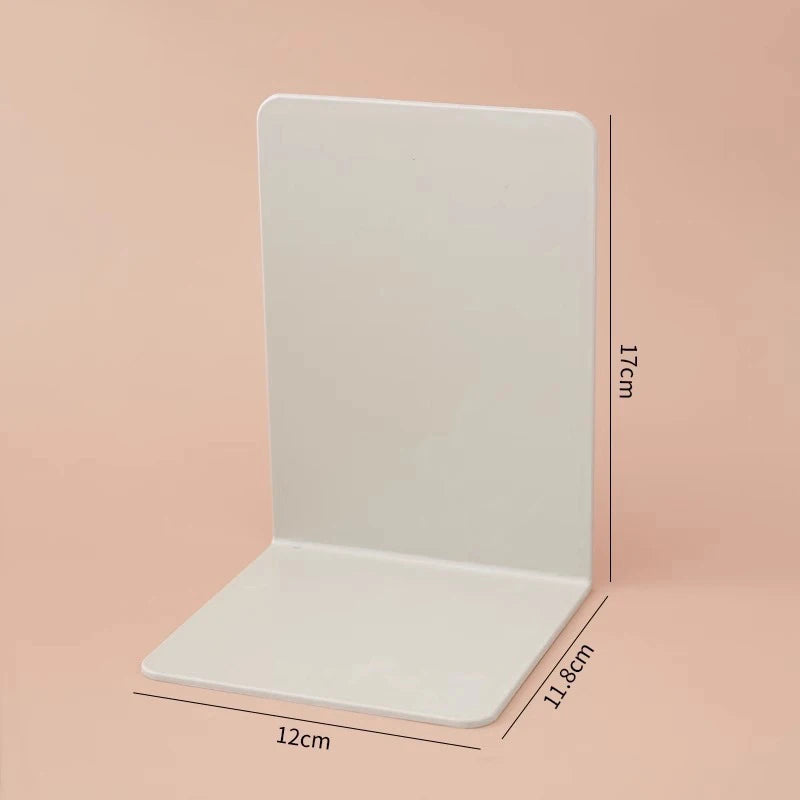 Organizador de mesa em formato de L, suporte para livros durável e elegante, estilo minimalista.