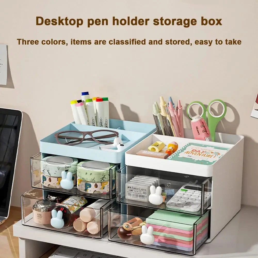 Organizador de mesa pequeno com gaveta, caixa organizadora para mesa de escritório, organizador de maquiagem, para cartões de visita/canetas/lápis/celular/artigos de papelaria