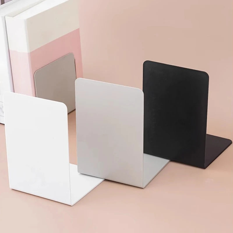 Organizador de mesa em formato de L, suporte para livros durável e elegante, estilo minimalista.