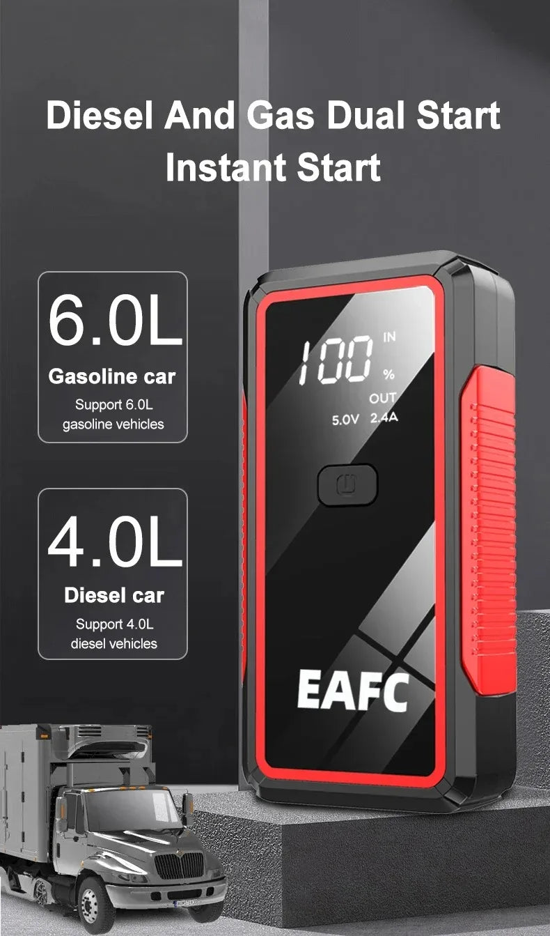 EAFC 2000A / 600A Carregador de Bateria Portátil para Carro, Auxiliar de Partida 12V para Motores a Diesel e Gasolina