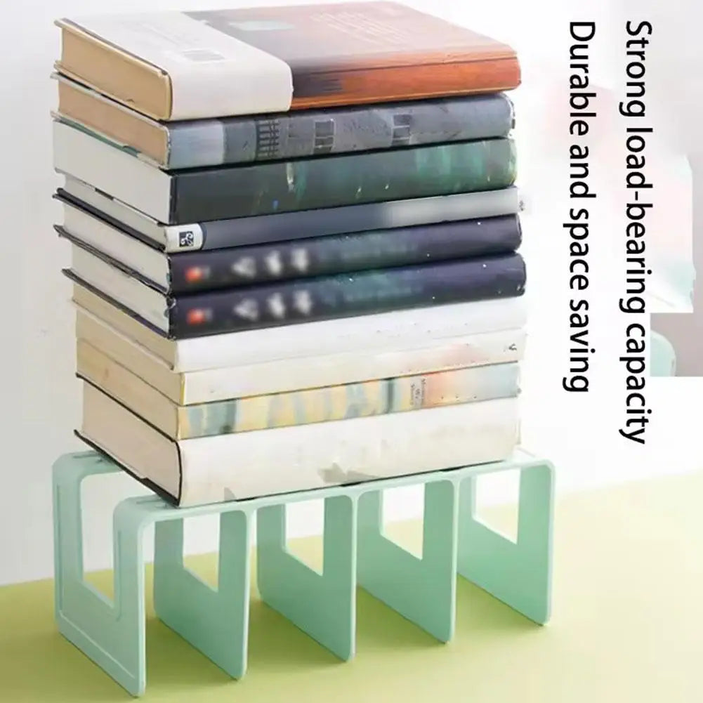 Organizador de livros com 4 compartimentos verticais, em plástico, para mesa, para guardar livros e arquivos.