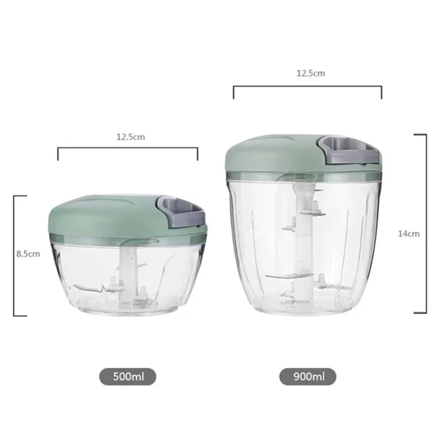 Moedor de carne manual de 500/900 ml, picador de alho, espremedor de alho giratório, triturador de alho, cortador de cebola e legumes, acessórios de cozinha.