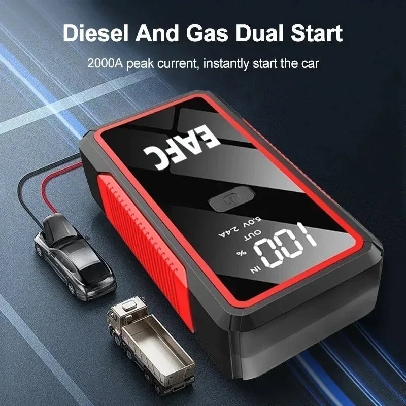 EAFC 2000A / 600A Carregador de Bateria Portátil para Carro, Auxiliar de Partida 12V para Motores a Diesel e Gasolina