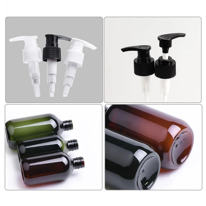 Frascos de plástico recarregáveis com bomba dosadora, 100/200/300/400/500ml, para shampoo e gel de banho, ideal para banheiro, cozinha e outros utensílios.