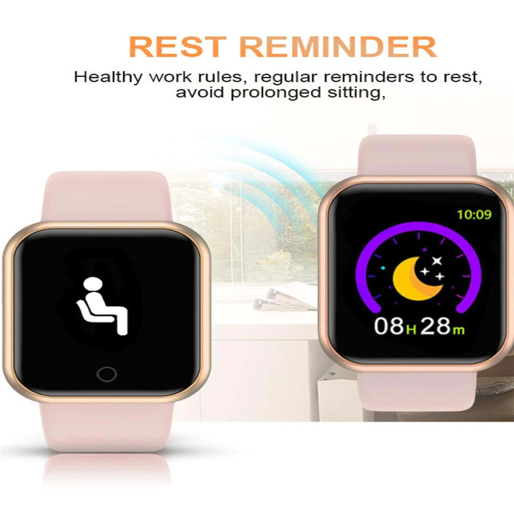 Relógio inteligente masculino e feminino, relógio de pulso inteligente com monitor de atividades físicas e mensagens, pulseira inteligente, presente de aniversário, relógio eletrônico para Android e iOS.